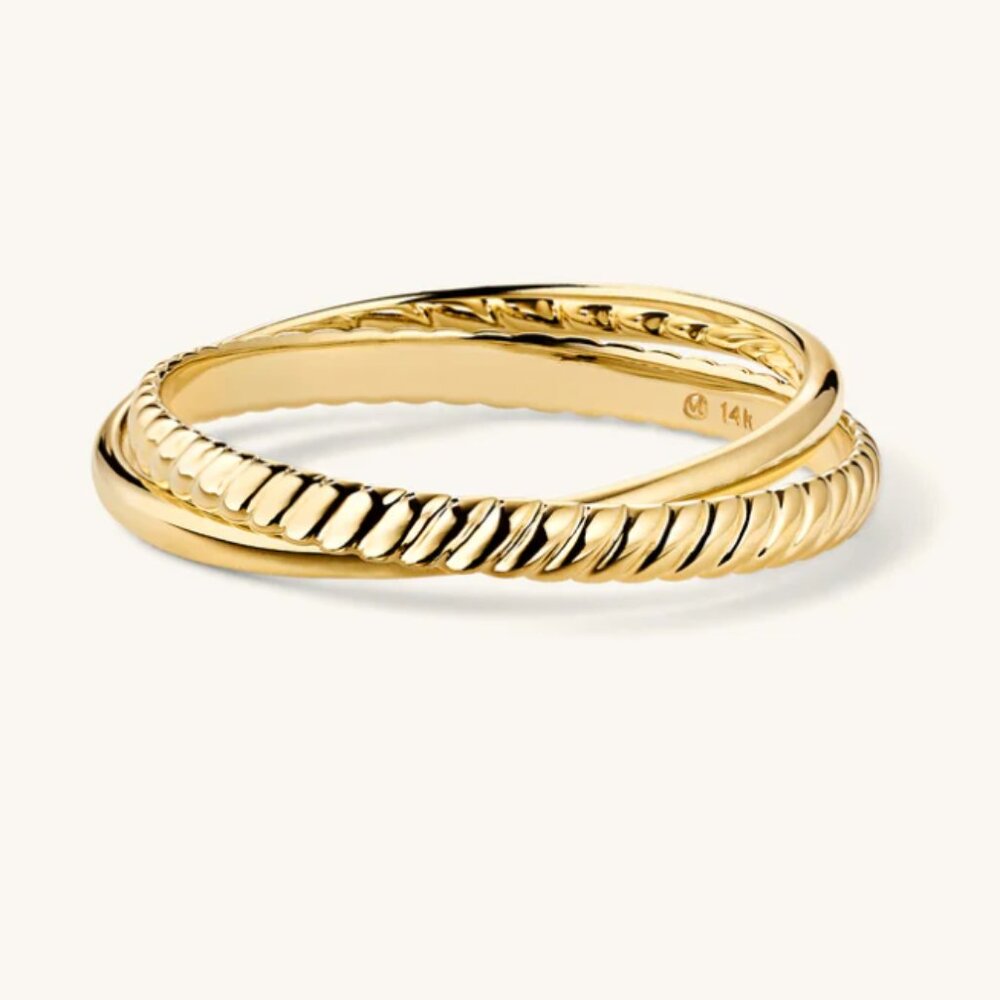 Mejuri Duo Ring - 14k Yellow Gold - Size 6